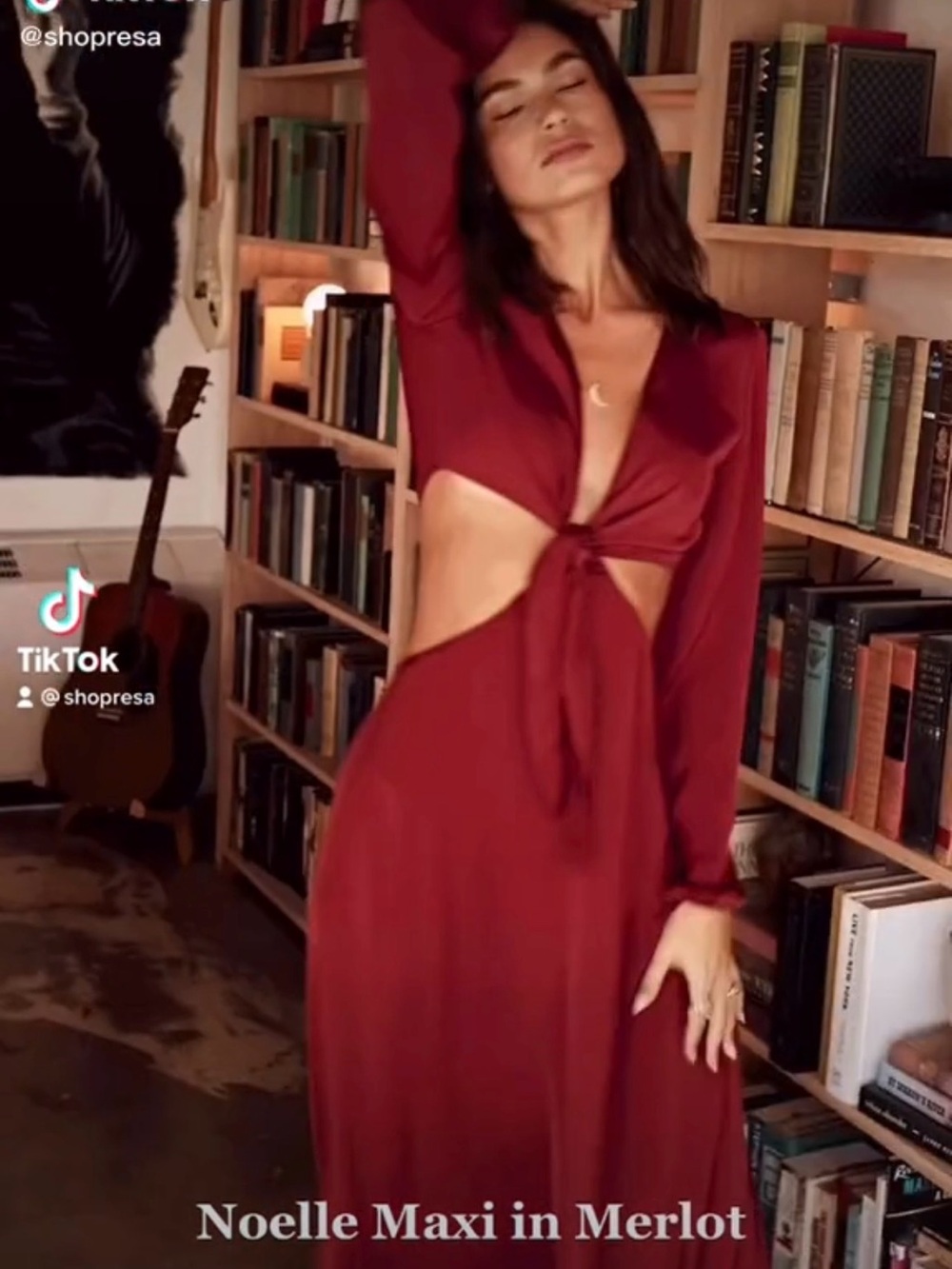 RESA Noelle Long Sleeve Two-Piece Maxi Dress in Merlot